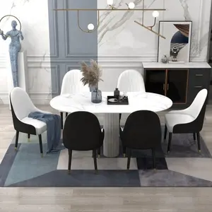 Nova Nordic White Eetmeubelstoelen Set Modern Hotel Vrijetijdsstoel Italiaanse Lederen Afwerking Fauteuil Met Metalen Poot