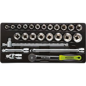 Fasano <b>Socket</b> Set 1/4 3/8 1/2 Inch Drive With Ratchet And <b>Extensions</b> For Auto Repair - Product Image 1