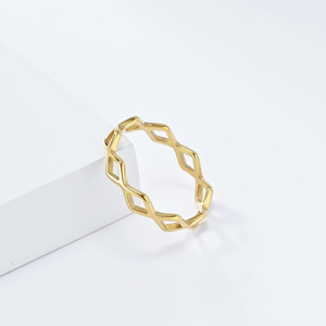 Hollow Diamond Shape <b>Titanium</b> Steel <b>Ring</b> Geometric Design Unisex Fashion Jewelry Gift - Product Image 3