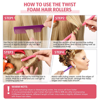 Jeu de tiges de Curling flexibles, rouleaux à cheveux en mousse sans chaleur, 7 tailles, ensemble de tiges flexibles torsadées avec peigne et brosse à bords, 42 pièces