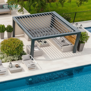 Pérgola Bioclimática Moderna <span class=keywords><strong>de</strong></span> Exterior <span class=keywords><strong>de</strong></span> Fábrica OEM <span class=keywords><strong>de</strong></span> 3x3, 3x4, 4x4 y 6x4 m con <span class=keywords><strong>Lamas</strong></span> <span class=keywords><strong>de</strong></span> <span class=keywords><strong>Aluminio</strong></span> - Product Image 1