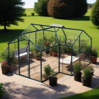 Kit de véranda en verre transparent de luxe, structure en aluminium noir robuste, protection UV, imperméable, écologique, serre de patio moderne