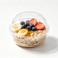 Gobelets à dessert en plastique transparent en gros, récipients ronds pour fruits et sucreries, bols à collation en PET pour gelée et pouding avec couvercle plat en dôme