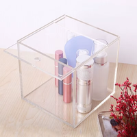 Boîte en acrylique à couvercle coulissant sur 5 côtés, personnalisée, transparente, vitrine, base en plexiglas, cube, boîte en acrylique pour aliments, roses
