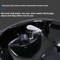 Lit moderne semi-inclinable avec shampoing thaïlandais pour salons de coiffure Lit à shampoing assis noir Accoudoirs Chaise avec shampoing pour le lavage des cheveux
