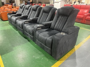 Sillas de Teatro de lujo de cuero <span class=keywords><strong>real</strong></span> de diseño Popular uso en el hogar sofá de teatro negro asientos de cine con sillones reclinables a la venta - Product Image 4