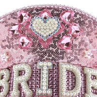 Chapeau de mariée rose à sequins, strass et perles en forme de cœur, pour enterrement de vie de jeune fille, mariage, festival, unisexe, fête, décontracté, plage - Vente en gros, MOQ 3
