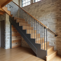 Escaliers métalliques préfabriqués en bois de conception moderne personnalisée, droits ou incurvés pour villa, appartement, hôtel