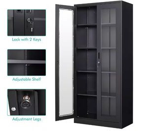 Armadietti Portadocumenti Neri a <span class=keywords><strong>Doppia</strong></span> Porta Impermeabili, Adatti per Uffici, Case, Garage, Palestre e Scuole - Product Image 4