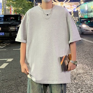 Custom 220G Heavyweight 100% Cotton T Shirt OEM ODM Oversized Unisex Crew Neck Blank Short Sleeve <b>Tee</b> with Logo - Product Image 2