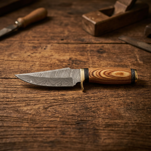 Handcrafted Industrial Grade Damascus Steel Fixed Blade Hunter/Camping <b>Knife</b> Wood <b>Handle</b> Drop Point Straight Edge 20 cm - Product Image 5
