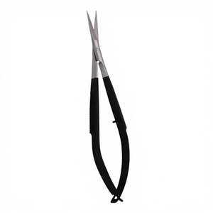 Tijeras Profesionales de Acero Inoxidable con Punta Plateada y Recubrimiento Negro para Recortar Cejas y Manualidades - Product Image 1