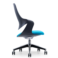 Chaise de bureau moderne en plastique de haute qualité avec dossier noir et assise bleue, chaise de bureau mobile, chaise de bureau pour ordinateur