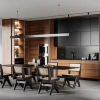 Meuble de cuisine ouvert Lesso Home en bois grainé noir mat, meuble de four encastré sur mesure, meuble de cuisine moderne pour appartement