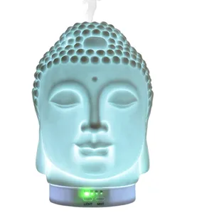 2022 Hot Bedroom Decor Gift Essential Oil Diffuser Ultrasonic Aroma Humidifier Warm Light Ceramic Buddha Head Diffusers Yoga