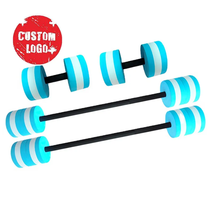 Custom wholesale Estados Unidos novo design Céu azul EVA Espuma Água Dumbbell Barbell Set para Natação Água Fitness Sport AIDS