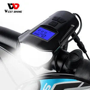 WESTBIKING Waterproof Bike Headlight Electric Horn Bicycle Accessories MTB Wired Bicicleta Electrica USB Rechargeable Bell Light
