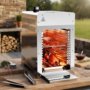 Griglia <span class=keywords><strong>BBQ</strong></span> Portatile Moderna Premium in Acciaio Inox, Mini Barbecue a <span class=keywords><strong>Gas</strong></span> a Infrarossi per Giardino, Campeggio, Bistecche, Pizza, Cucina all'Aperto - Product Image 1