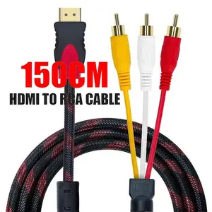 OEM-Hochverkauf HDMI zu 3RCA 1,5 M-Kabel Hochdefinition HDTV zu 3RCA-Kabel vergoldetes HDTV zu dreifarbiger Zeilen-Audio-Kabel