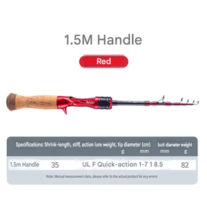 Caña Telescópica de Carbono de 1.8m, Potencia M, Acción Rápida, Anillas Fuji para Pesca de Lubina, Pesca Plana, <span class=keywords><strong>Drop</strong></span> Shot, Kayak, Ajustable - Product Image 2