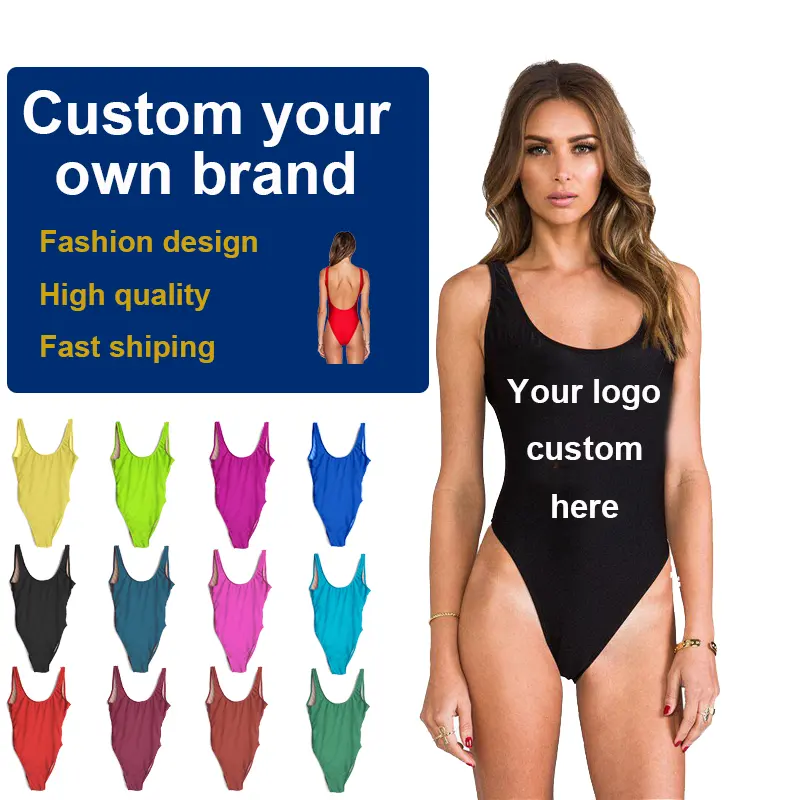 פשוט סגנון חדש מוצק מותאם אישית מותג בגדי ים נשים bathingsuit חתיכה אחת חוף ללבוש בגד ים בלוק צבע לקוחות Made ביקיני