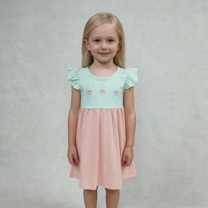 En stock: Vestido de verano para niñas con bordado de lazos, pelele, ropa de algodón al por mayor para hermanas, ropa de fábrica para boutique infantil, ropa de princesa - Product Image 2