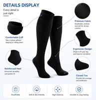 Vente en gros d'usine de chaussettes de voyage hautes de compression graduées à bout fermé pour homme et femme