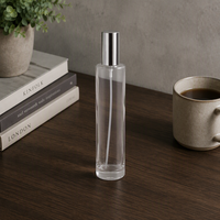 Flacon pulvérisateur en verre transparent vide avec pulvérisateur à fine brume pour tonique cosmétique, logo personnalisé