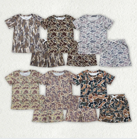 Conjuntos de Ropa de Pijama para Bebés Niños, 6 Colores, Manga Corta, Estampado de Camuflaje del Sur, Pantalones Cortos con Bolsillos