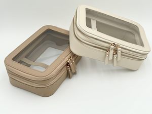 Trousse <span class=keywords><strong>de</strong></span> Maquillage <span class=keywords><strong>de</strong></span> Voyage Double Couche Transparente, Petite Pochette Organisateur Cosmétique, Étui <span class=keywords><strong>de</strong></span> <span class=keywords><strong>Toilette</strong></span> pour Essentiels <span class=keywords><strong>de</strong></span> Voyage - Product Image 2