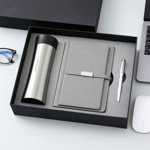 Custom Logo Luxury Corporate Gift Set Refillable Stationery Notebook Water Bottle Set A5 Business Leather Thermos Cup <b>Journal</b> - Product Image 6