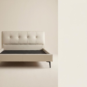 Lit moderne XIYUAN en cuir véritable rembourré, cadre en bois massif, panneaux en bois écologiques, durable, garantie 10 ans - Product Image 5