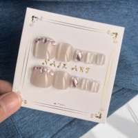 Faux ongles carrés œil de chat en cristal, 24 pièces, personnalisables, réutilisables, épais, pour les orteils et les doigts, à presser, pour nail art, vente en gros