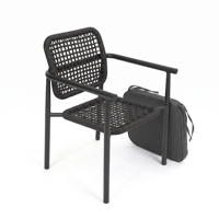 Fournisseur de meubles d'extérieur, chaise de jardin empilable portable légère en corde tressée, coussin de siège amovible pour jardin, parc