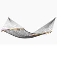 Hamac en corde de polyester de haute qualité, populaire, pour le camping, l'extérieur, l'intérieur, le jardin, avec barre de support en bois, hamac en macramé
