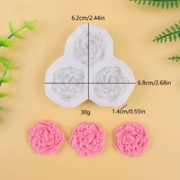 Dreiblättrige Pfingstrosen- und Rosen-Silikonform für Fondant, DIY-Kerzendekoration, Schokolade und Kuchendekoration