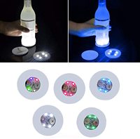 Sous-verre LED RGB multicolore pour Noël et Halloween, autocollant lumineux pour bouteille et tasse