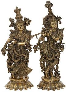 マンディール装飾のための宗教的な真鍮キャストラダクリシュナ像 - Product Image 6