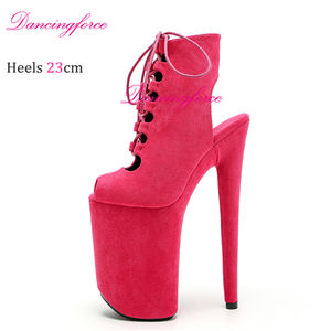 Zapatos de baile para mujer, zapatos de baile en barra, <span class=keywords><strong>sandalias</strong></span> romanas de 23cm, botas, botines de tacón alto con plataforma, botas cortas de <span class=keywords><strong>caballero</strong></span> Sexy con punta abierta - Product Image 6