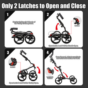 Chariot de golf pliable léger à 4 roues avec porte-parapluie et porte-boissons PEQBLC01004 - Product Image 5