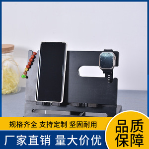 Wooden Creative Lazy Phone Stand Black 25.5x19x17cm Multifunctional Desktop Storage <b>Rack</b> For Watches <b>Glasses</b> Keys Jewelry - Product Image 5