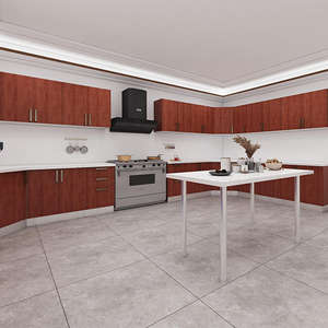 Armoire de cuisine haut de gamme de luxe avec armoires murales Armoire de cuisine en acier inoxydable haute brillance imperméable avec évier et cuisinière - Product Image 3