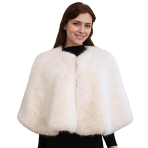 Women Versatile Faux Fur <b>Shawl</b> Round Neck Sleeveless Wrap Elegant <b>Wedding</b> <b>Shawl</b> for Gowns Sequin Dress - Product Image 3