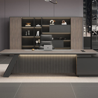 Bureau de direction en forme de L avec 3 tiroirs de rangement, bureau moderne en bois pour PDG