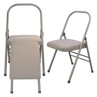 Chaise de yoga auxiliaire pliable avec structure à double poutre, couvre-pieds antidérapants, surface en cuir souple et tissu en acier durable pour l'entraînement d'équilibre