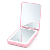Miroir de poche rechargeable double face avec grossissement 1X 2X Miroir de courtoisie compact avec lumières LED
