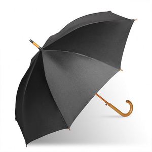 Parapluie de pluie à manche en bois, coupe-vent, avec logo imprimé personnalisé, à tige courbée et droite - Product Image 5