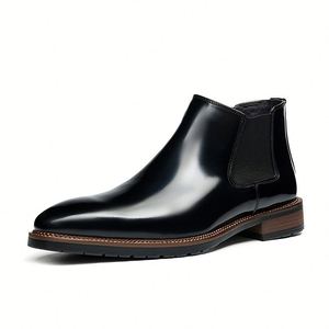 Botas de Hombre con Punta Cuadrada, Estilo Británico Retro, Casuales y Elegantes, Botas de Tobillo Formales de Negocios de Alta Calidad - Product Image 1
