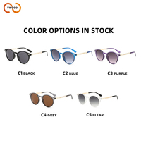 TWOOO T1734 Lunettes de soleil œil-de-chat rondes à branches métalliques cloutées, style rétro classique, nouveau modèle, vente en gros directe usine