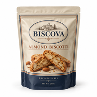 Sachet d'emballage personnalisé pour biscotti aux amandes, pochette verticale refermable en plastique de qualité alimentaire haute barrière pour produits de boulangerie et snacks, marque privée